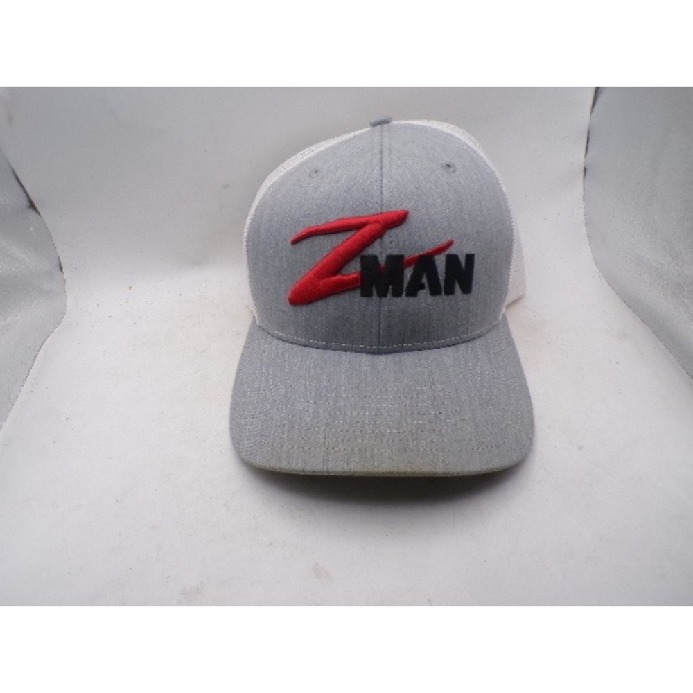 Z-Man Fishing Products Trucker Hat Gray White Mesh‎ Snapback Baseball Cap Mens